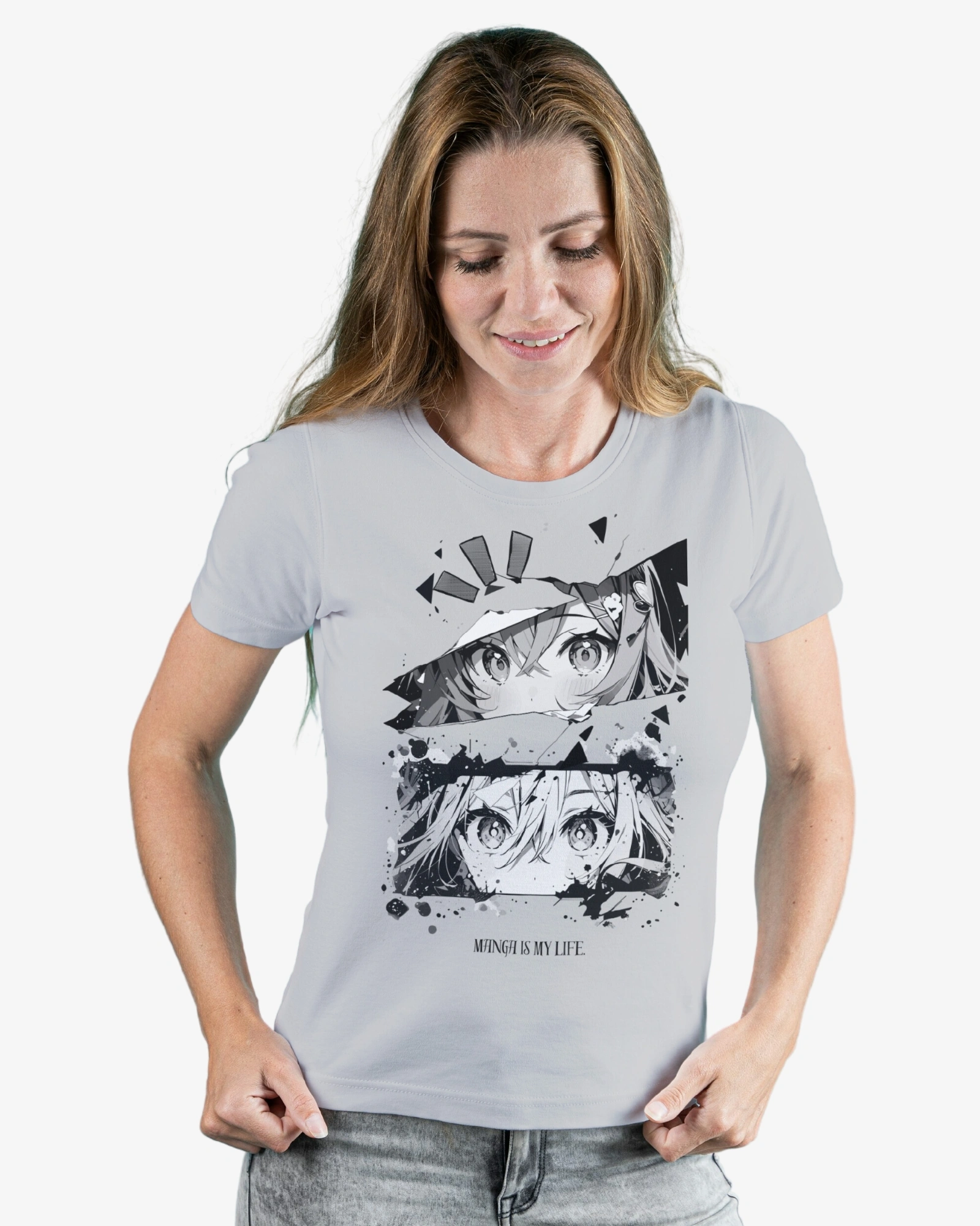 Anime-Life-Graphic-Grey-T-shirt Anime Life Graphic Grey T-shirt