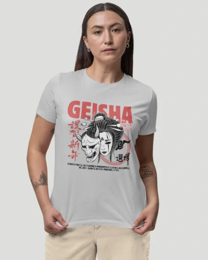 Geisha Graphic Grey T shirt